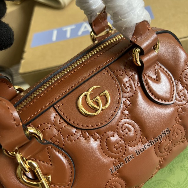 Gucci官網2022新款壓花G全皮女包 古馳G Gmatelassé皮革鏈條肩背包702251 gqy4635